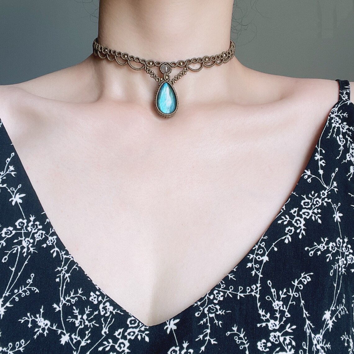 The Labradorite Butterfly Stone Choker main image 1