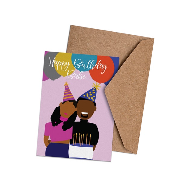 Black Love Greeting Card - "Happy Birthday Babe"