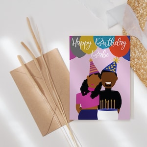 Black Love Greeting Card - &quot;Happy Birthday Babe&quot;