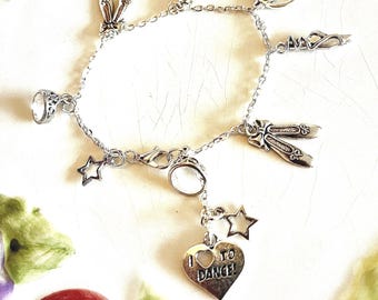 Handmade Ballerina Charm Bracelet: Silver Plated Dance Jewelry Christmas Gift For Her