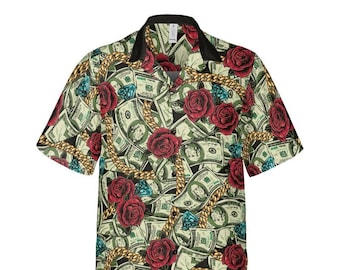 Money and Diamonds Over Everything Button Up Shirt