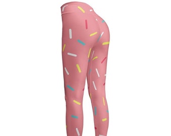 Pink Donut Sprinkles High Waisted Leggings