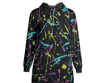 Bright Splattered Paint Hoodie Dress