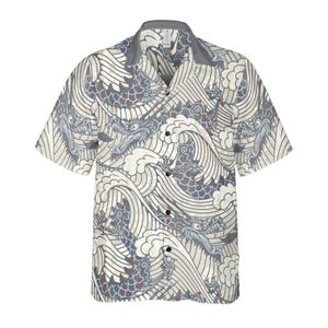 Vintage Dragons In Waves Button Up Shirt