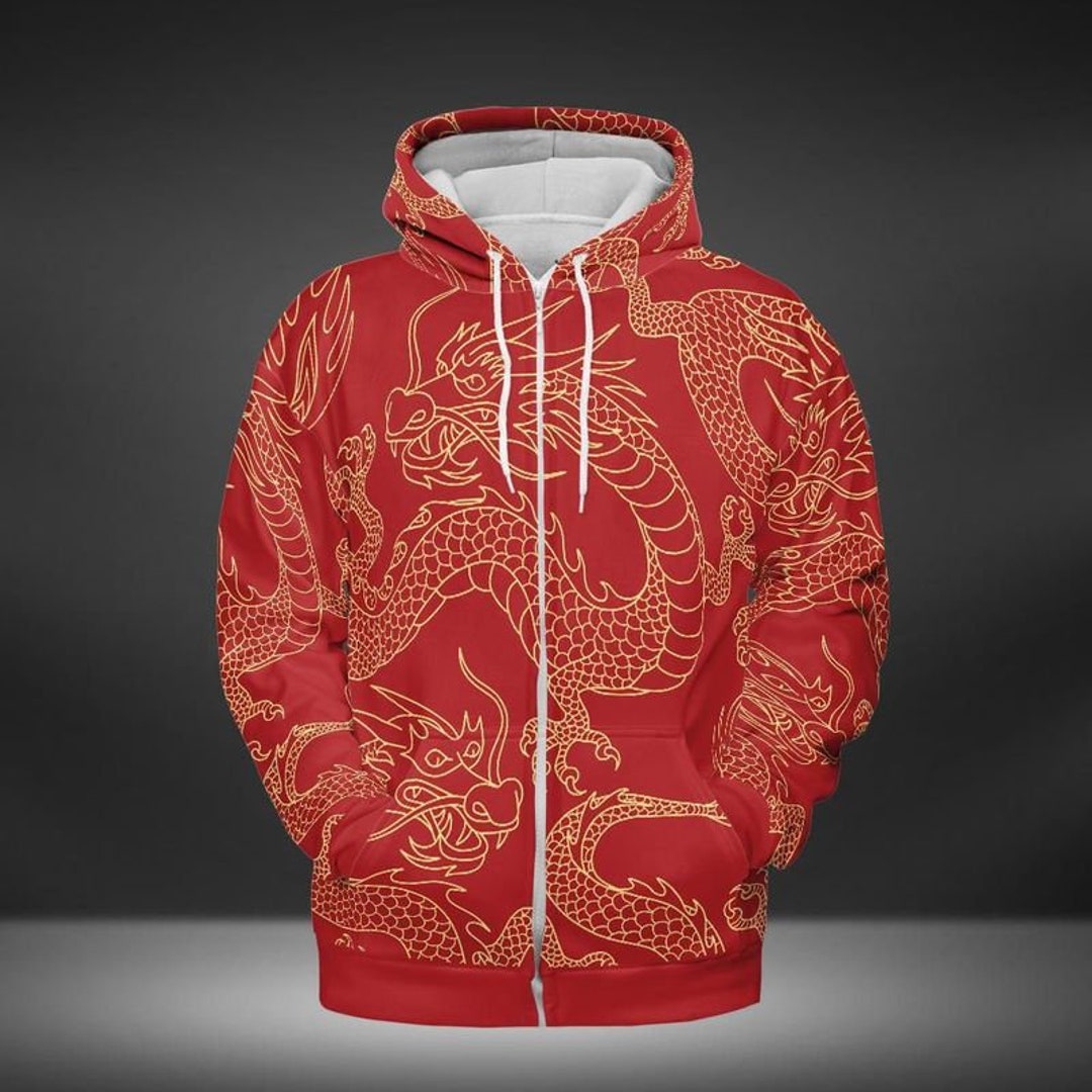 Rose Floral Golden Dragon Print Men's Sweatshirt main image 0