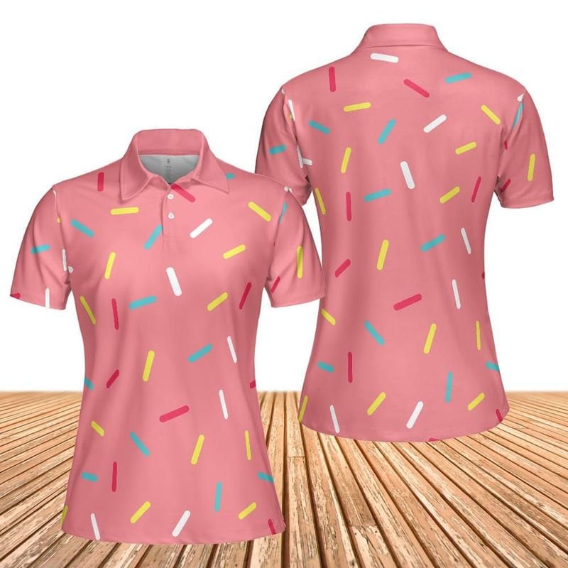 Discover Pink Donut Sprinkles Women Polo Shirt