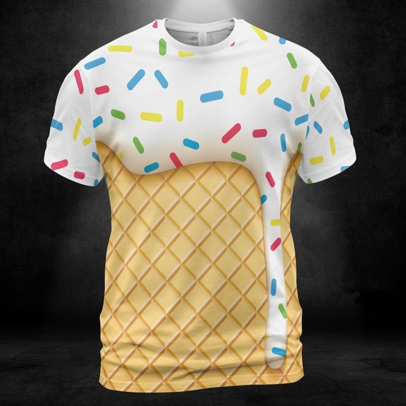 ICECREAM CONES TIGER OPEN SHIRT ＆PANTS Ice Cream Cone' Unisex T-Shirt - 100% Cotton, Black, S