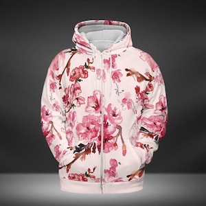 Kirei Sakura Symphony Japanese Blossoms in Classic Art Pullover Hoodie