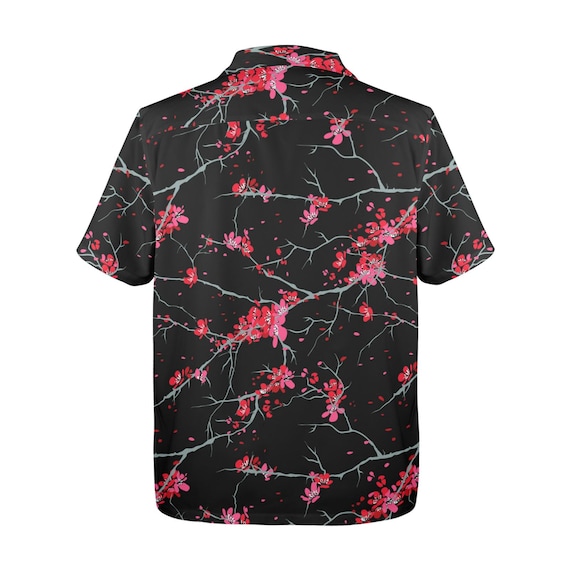Cherry Blossoms Black Button up Shirt - Etsy