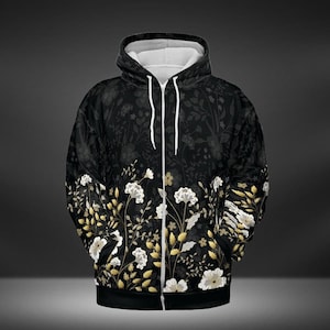 Gold Flowers Premium Unisex Zip Hoodie