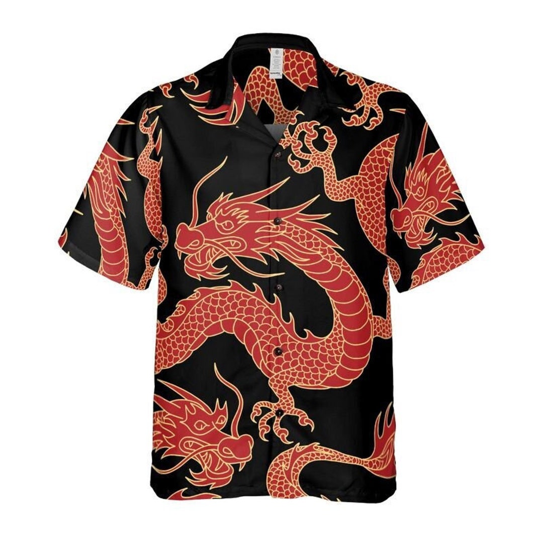 Red Dragon Button up Shirt - Etsy