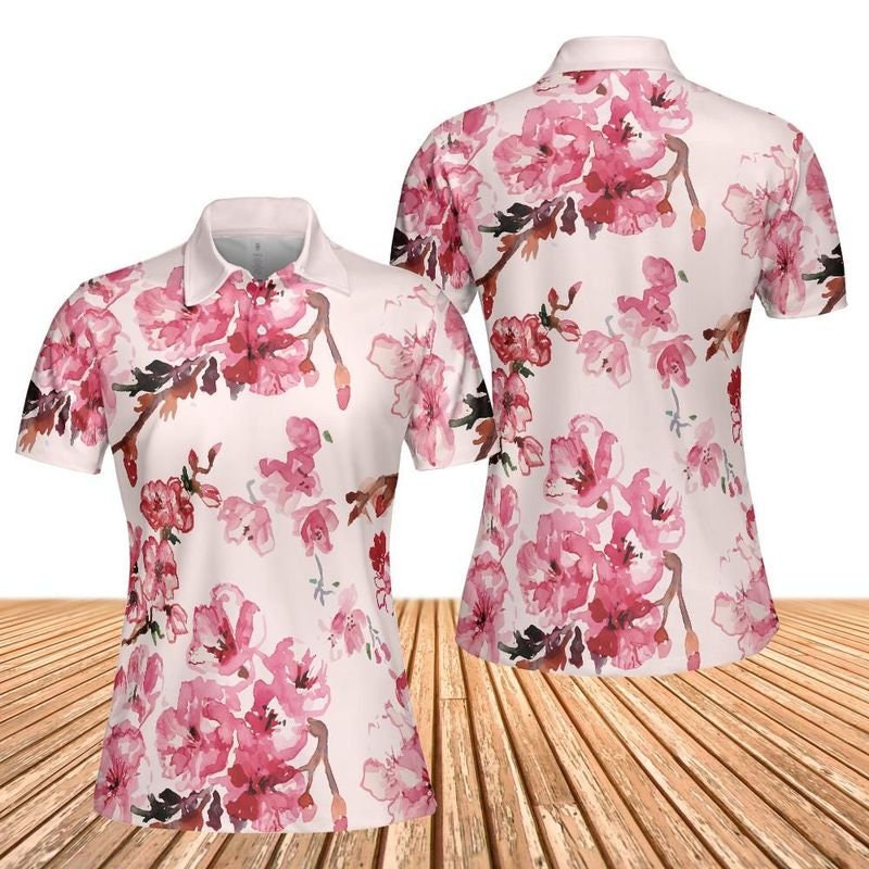 Discover Watercolor Cherry Blossoms Women's Polo Shirt