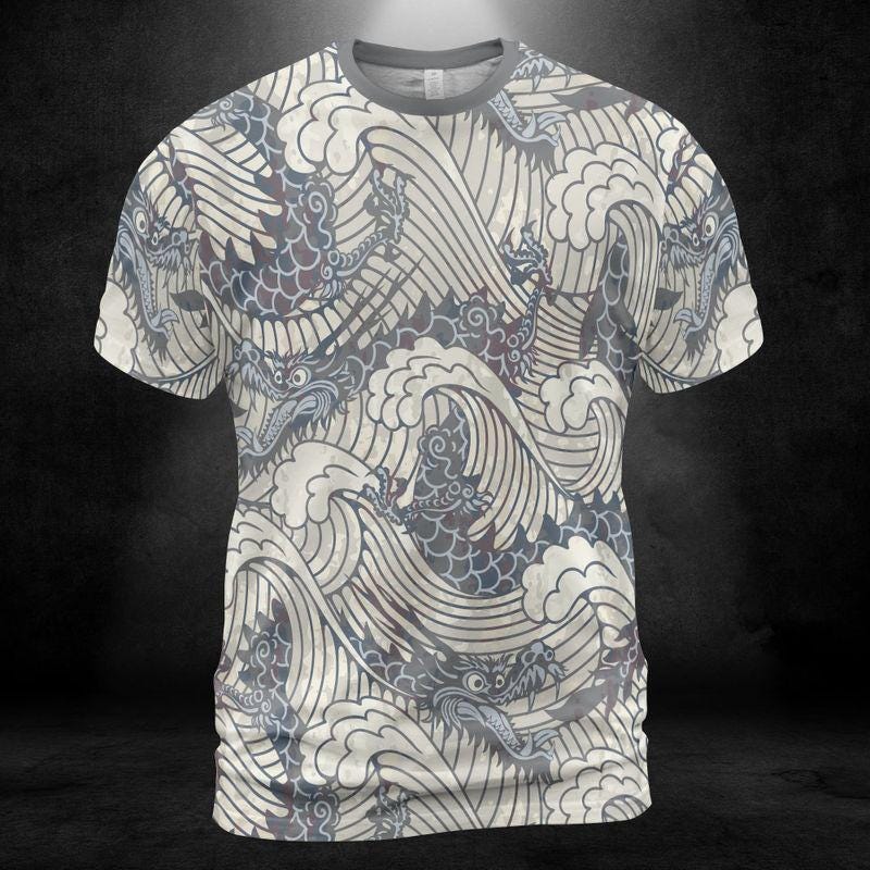 Vintage Dragons In Waves Unisex Comfort T-Shirt
