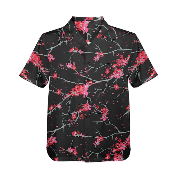 Cherry Blossoms Black Button up Shirt - Etsy