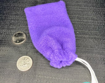 Mini Fleece Drawstring Bag, Coin Purse, collectors bag, jewelry holder, gift bag, dice bag