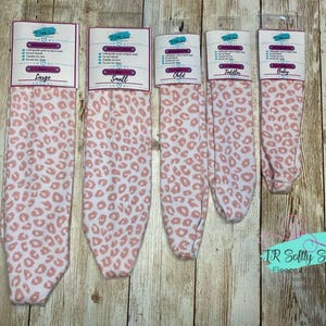 Handmade Tapered Headbands | Soft & Stretchy | Sizes from Baby to Adult | Pink Leopard