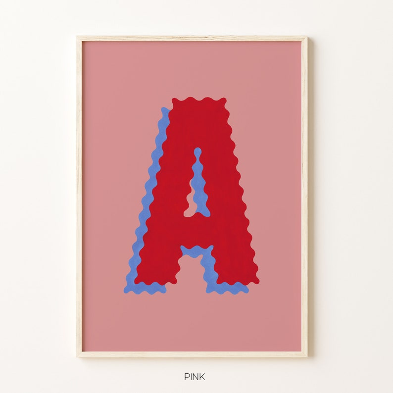 Colour Personalised Letter Initial Print A4 Giclée Wall Art Letter Nursery Decor image 1