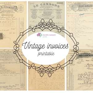Fatture francesi stampabili fin-de-siècle, fatture vintage, effimero, vecchia calligrafia, script vintage, carta retrò, pacchetto carta digitale
