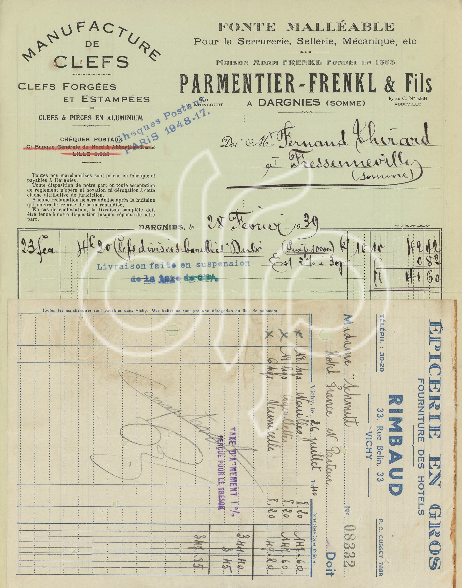 Printable Vintage French Receipts and Pages of Deeds, Ephemera, Old