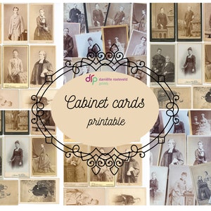 Printable vintage cabinet cards II, fin de siècle, vintage photo, ephemera, carte de visite, digital paper pack, cabinet cards