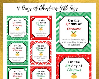 12 Days of Christmas Gift Tags | 12 Days of Christmas Printable | 12 Day of Christmas Teacher | Friend, Teacher, Spouse, Kids Gift Tags|