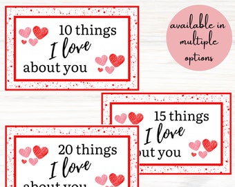 10 15 20 Things I Love About You Multiple Options | Coupon Booklet | Birthday Anniversary Valentine's Day Gift for Her Him Kids | Celebrate