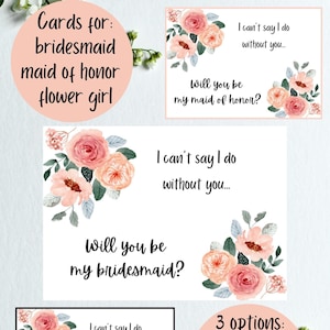 Brautjungfer Vorschlag Karte | Trauzeugin Vorschlag Karte | Blumen-Mädchen-Vorschlag-Karte | Ich kann nicht sagen, ich ohne dich Karte Brautjungfer zum Ausdrucken