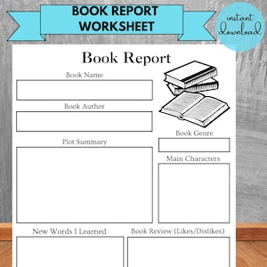Book Report Worksheet Information Research Kids Homeschool Classroom Project Book Info Reading Activity Printable Template Teacher Resource