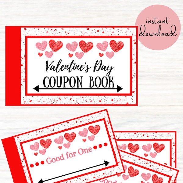 Valentine's Day Coupon Book | Love Coupon Book | Coupons for Husband Wife Girlfriend Boyfriend | Valentine's Gift | Blank Coupon | Printable