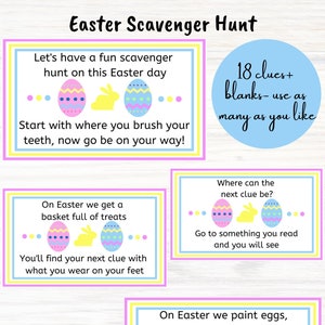 Easter Scavenger Hunt Clue Cards| Easter Treasure Hunt| Easter Gift| Easter Printable| Easter Game| Easter Egg Hunt| Easter Activity |