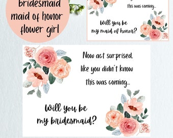 Bridesmaid Proposal Card Maid of Honor Proposal Card Flower Girl