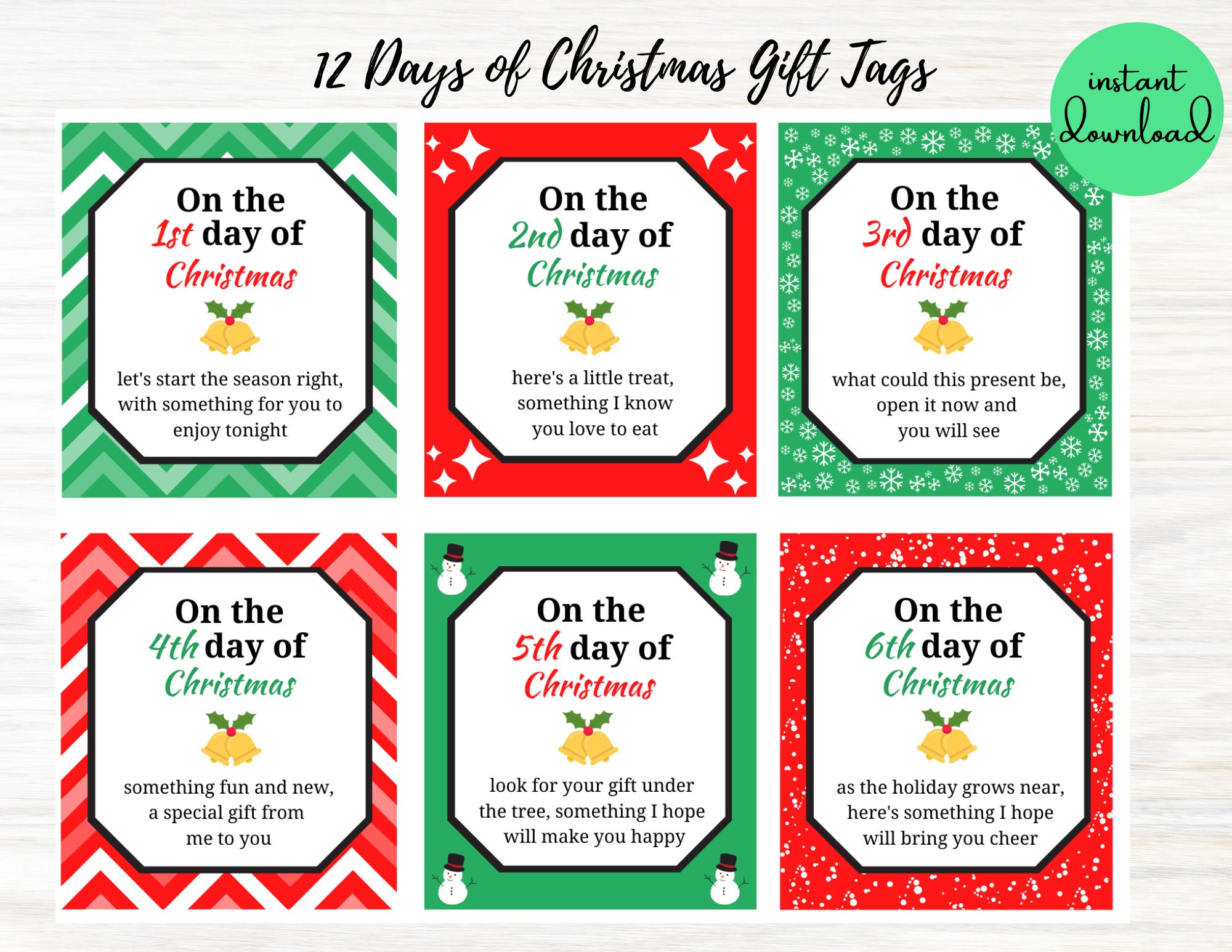 CHRISTMAS HOLIDAY, 12 Days of Christmas Gift Tags