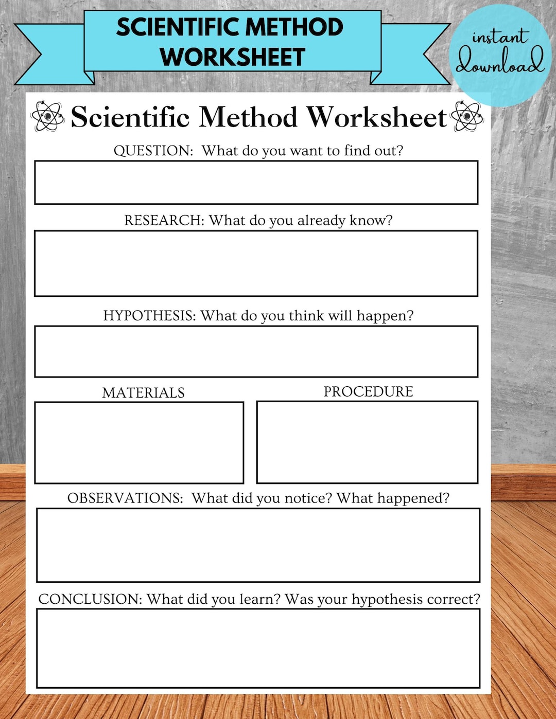 Scientific Method Worksheet Chart | Kids Homeschool Classroom Project ...