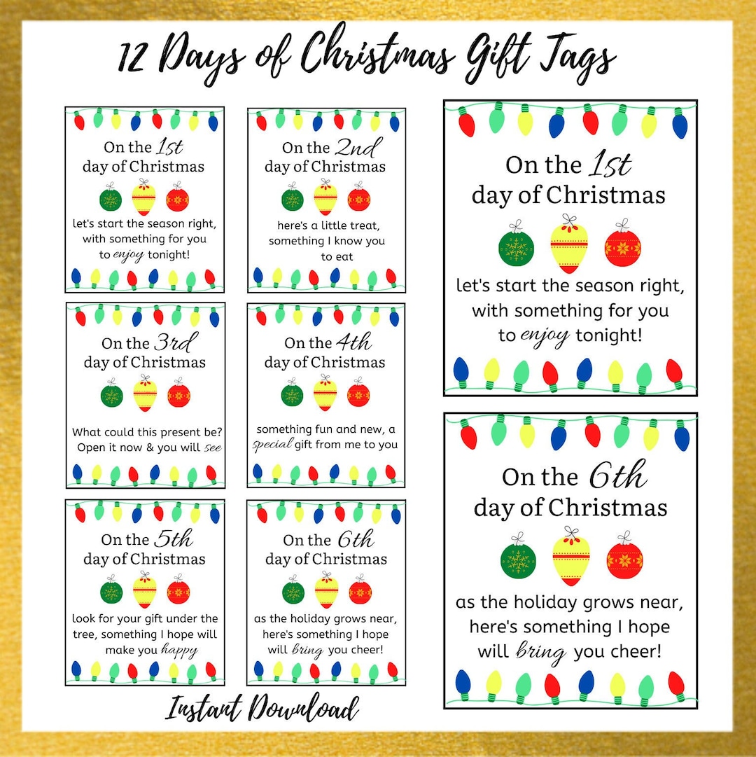 12 Days of Christmas Gift Tags | 12 Days of Christmas Printable | Friend, Teacher, Spouse, Kids Gift Tags | Instant Download | Holiday Tag - Etsy 12-days-of-christmas-gift-tags-12-days-of-christmas-printable-friend-teacher-spouse-kids-gift-tags-instant-download-holiday-tag-etsy