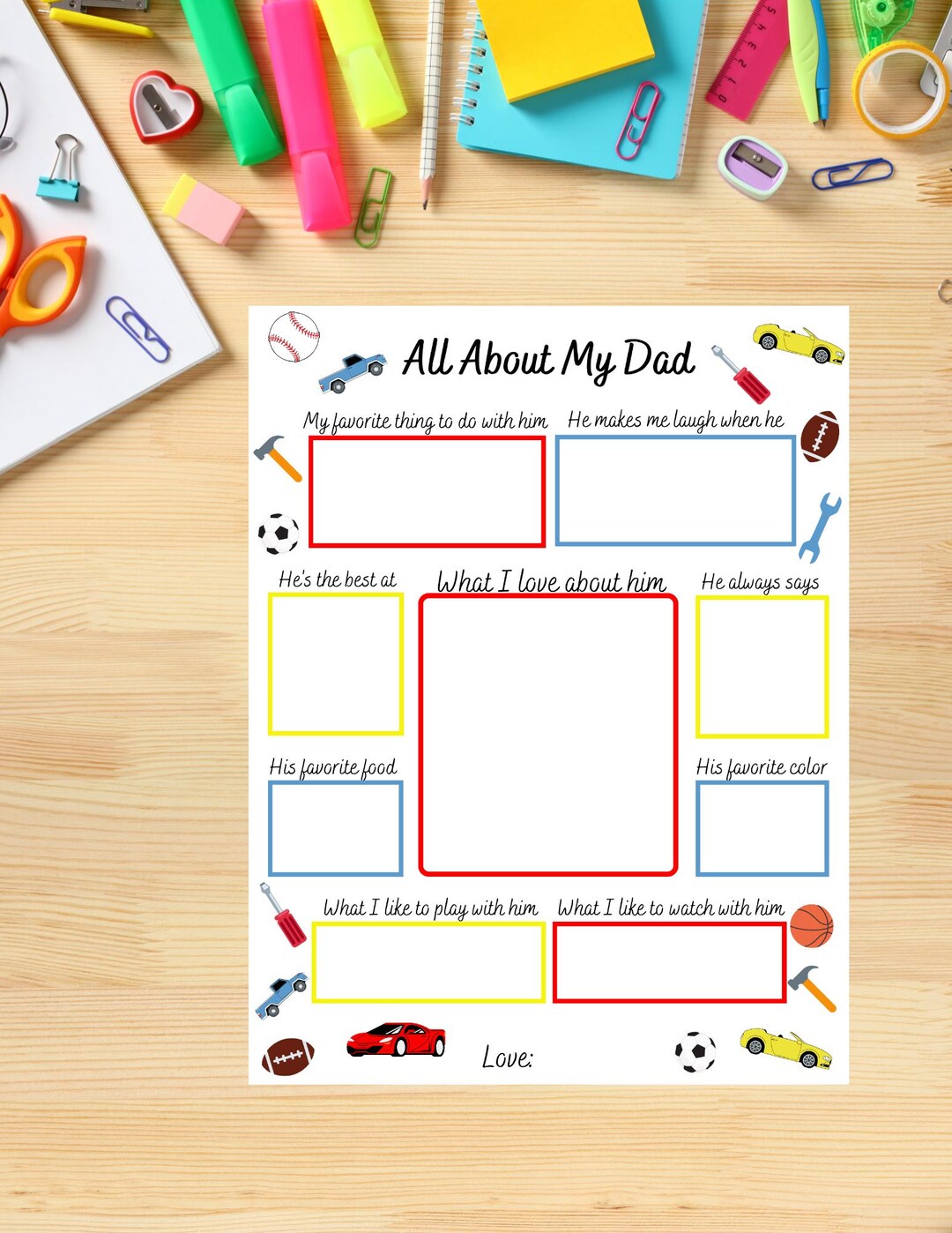 All About My Dad Printable Worksheet, Kids Activity Sheet, Homeschool ...