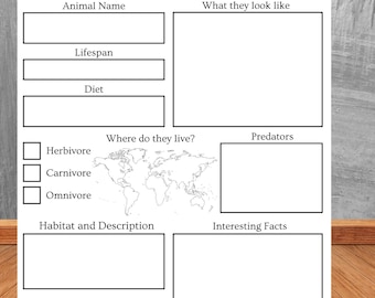 Animal Report Worksheet Homeschool Information Research Project for Kids Animal Facts Science Template Printable Fun Learning