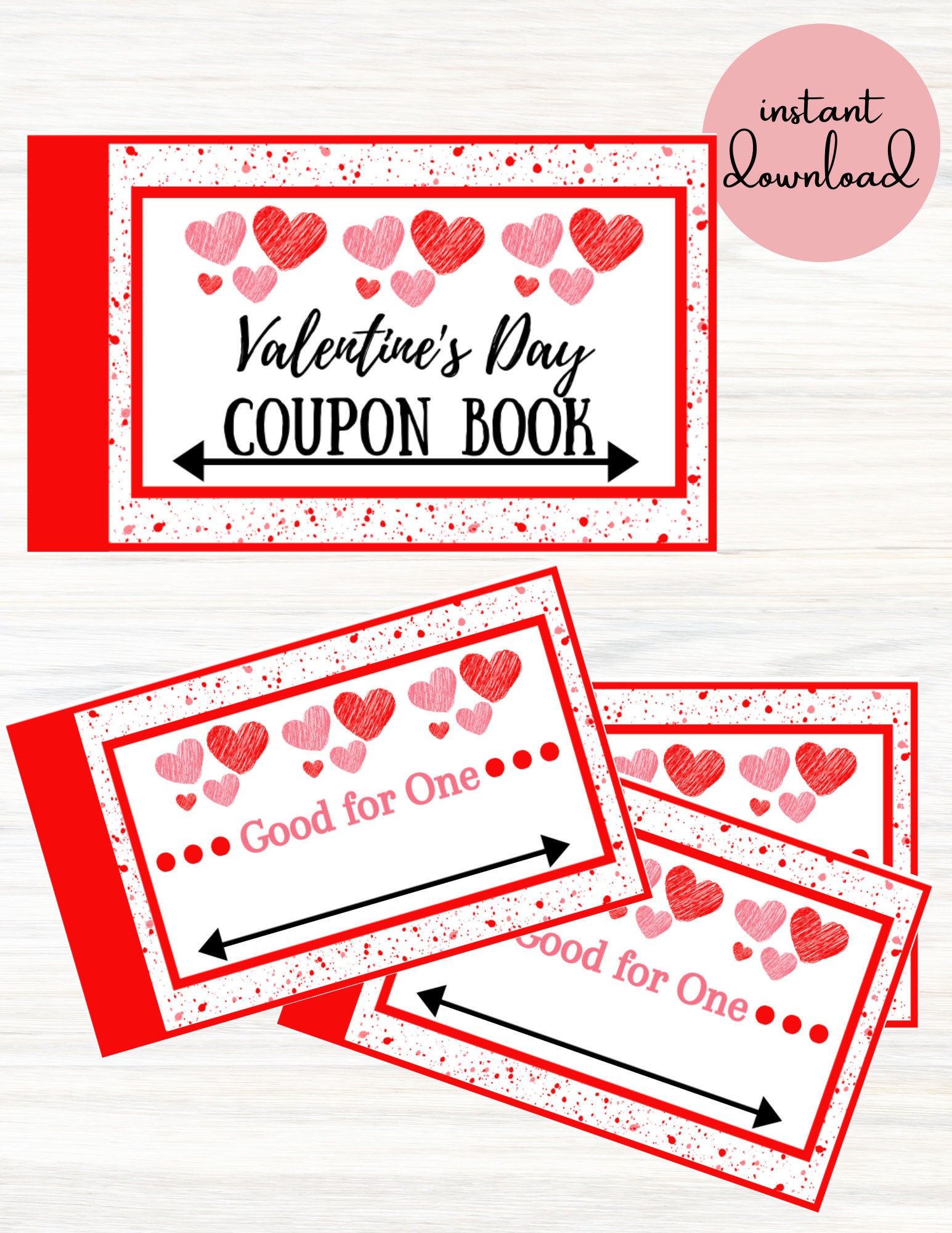 Valentine's Day Coupon Book | Love Coupon Book | Coupons for Husband Wife Girlfriend Boyfriend | Valentine's Gift | Blank Coupon | Printable
