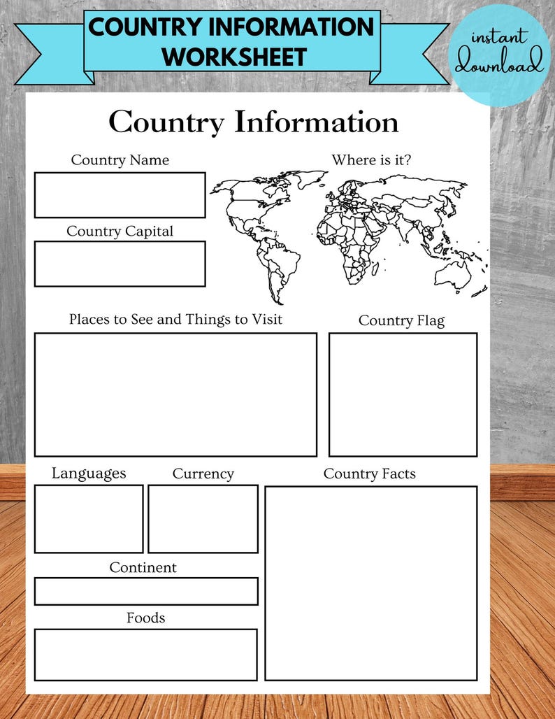 Country Informative Text Country and State Information Research Worksheets, Kids Social Studies ...