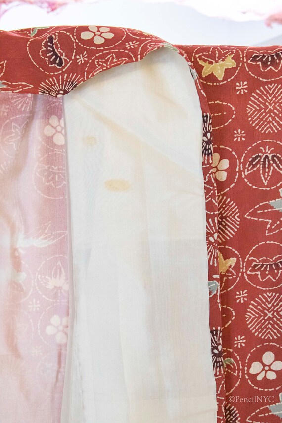 Lightweight Vintage Komon Kimono: Maple, bamboo, … - image 6