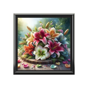 Floral Keepsake Box, Vintage Flower Storage, Gift for Her, Elegant Keepsake, Wedding Jewelry Organizer, Home Decor