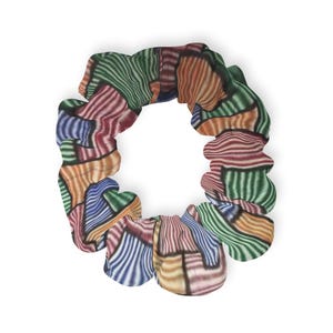 Colorful Striped Scrunchie, Hair Accessory, Boho Style, Fun Gift for Her, Festival Hair, Casual Chic, Everyday Use