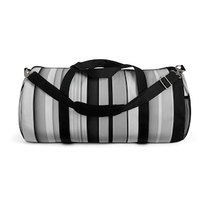 Monochrome Striped Duffel Bag for Travel & Gym, Sport Bag, Overnight Bag, Stylish Travel, Gift for Adventurers, Weekend Getaway