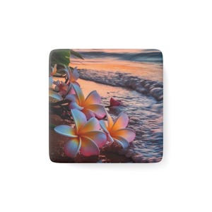 Tropischer Blumen-Porzellanmagnet, Stranddekor, Ozeankunst, Reise-Souvenir, Geschenke für Sie, Sommervibes, Wohndekor