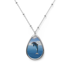 Collier à pendentif dauphin océan, bijoux marins délicats, cadeau pour amoureux de la nature, accessoires sur le thème de la plage, pendentif respectueux de l&#39;environnement