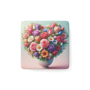 Floral Herz Magnet, bunte Blumendekoration, Geschenk für Wohnkultur, Muttertag, Geburtstag, Küchendeko, herzförmig