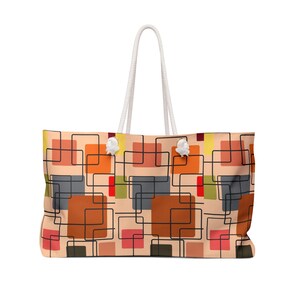 Trendy Geometric Weekender Bag, Travel Tote, Boho Carryall, Vacation Luggage, Stylish Gym Bag, Perfect Gift for Her