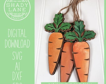 Carrot Easter Basket Hanger SVG Cut File, Carrot Name Tag, Laser Cut File