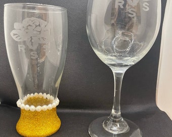 Etched Wine Glasses