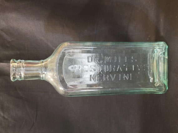 Dr. Miles Restorative Nervine Antique glass bottle. Molded | Etsy