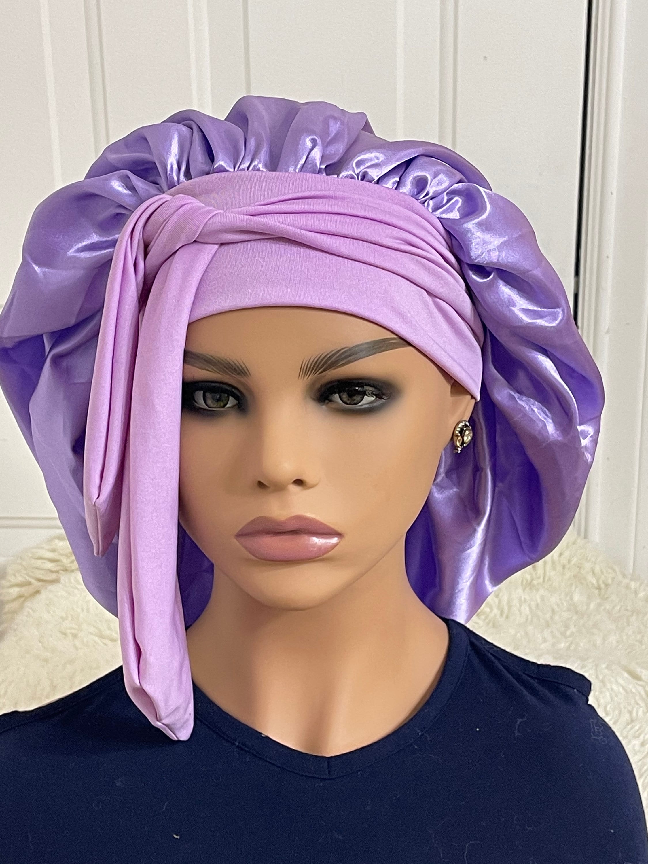 BLUE SATIN With Elastic Band Ties for Natural Hair Etsy UK